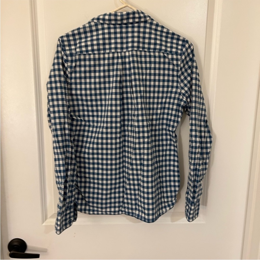 *3/20* Lands End Canvas Blue Plaid Button-Down - Picture 3 of 3